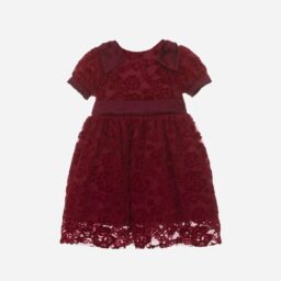 Vestido Bordado Burdeos Lazo