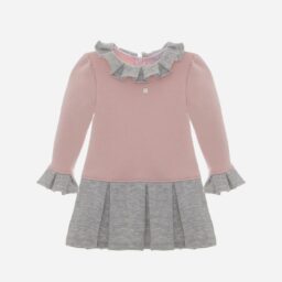 Vestido Manga Larga Rosa/Gris