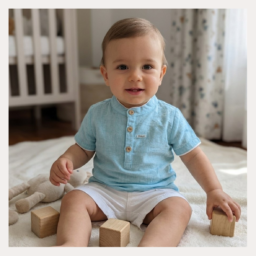 CONJUNTO CAMISA CON CUELLO MAO + PANTALON CORTO TINTADO CON BOLSILLOS BLANCO CC. SAINT TROPEZ