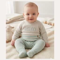 PELELE RAYAS VERDE EMPOLVADO Y BEIGE