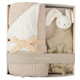 SET MANTA WAFFLE CORALINA GRIS BEIGE + DOU DOU