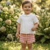 CONJUNTO CAMISA CENEFA ROMBOS+BERMUDA CUADROS VICHY CORAL - Thumbnail Image 1