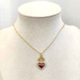 CADENA DIJE CORAZÓN DE JESÚS ROJO